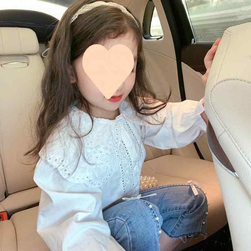 シャツ 子供服 ガールズ レース 長袖 ブラウス 韓国風 女の子 かわいい トップス フォーマル 発表会 結婚式 90 100 110 120 130 140 白