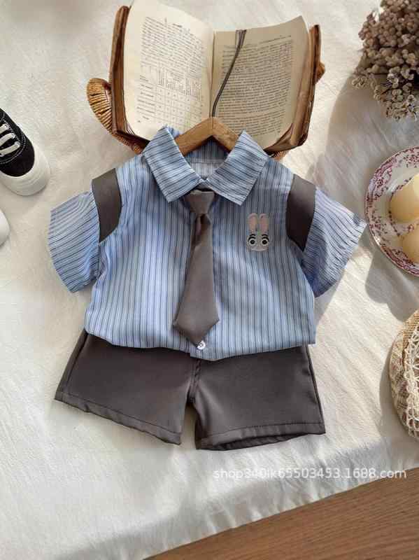 キッズ ベビー服 上下セット 半袖シャツ 短パン 薄手 ストライプ柄 コットン かわいい 保育園 幼稚園 夏