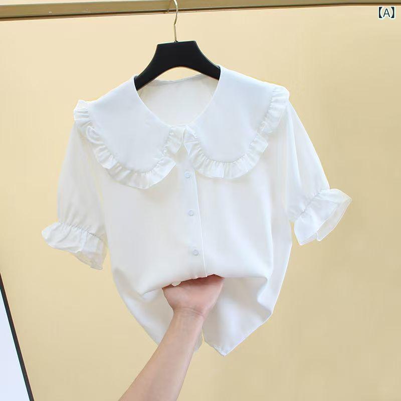 シャツ 子供服 半袖 ブラウス 女の子 白 無地 コットン 学院風 フォーマル 発表会 演奏会 演出 入学式 卒業式 卒園式 通学着 キッズ ガールズ ホワイト ピンク系 2