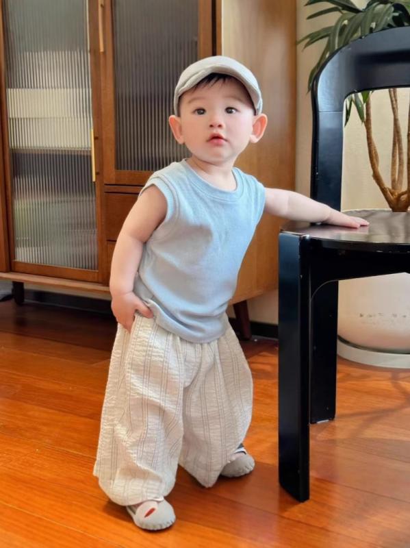 T-Shirts （Half Sleeves） - キッズ ベビー タンクトップ 防蚊パンツ 上下セット 薄手 男の子 女の子 子供服 コットン 80 90 100 110 120 夏 普段着 部屋着