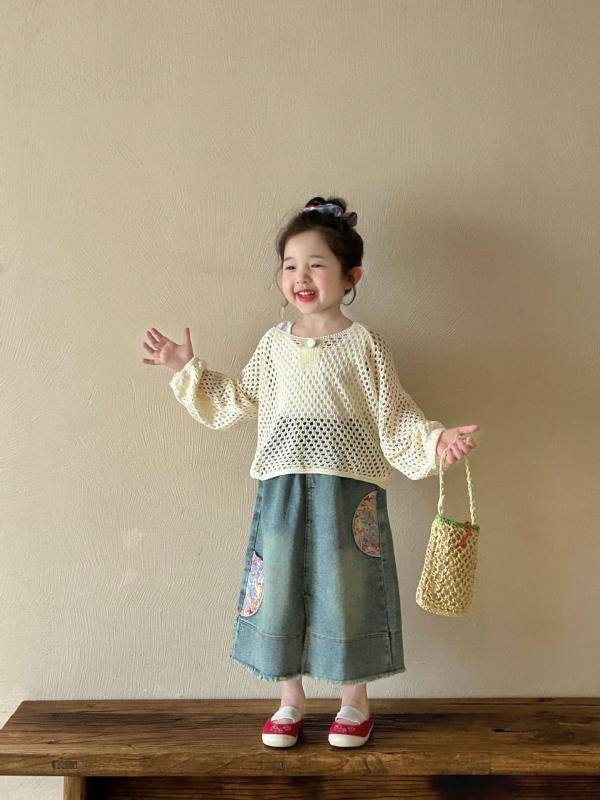 子供服 ニット・セーター 女の子 丸首 ケーブル編み プルオーバー トップス 春秋 薄手 普段着 かわいい ガールズ