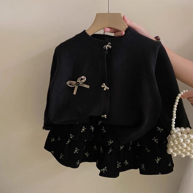 ニットカーディガン ガールズ 子供服 韓国風 春秋 薄手 蝶結び 長袖 かわいい おし...