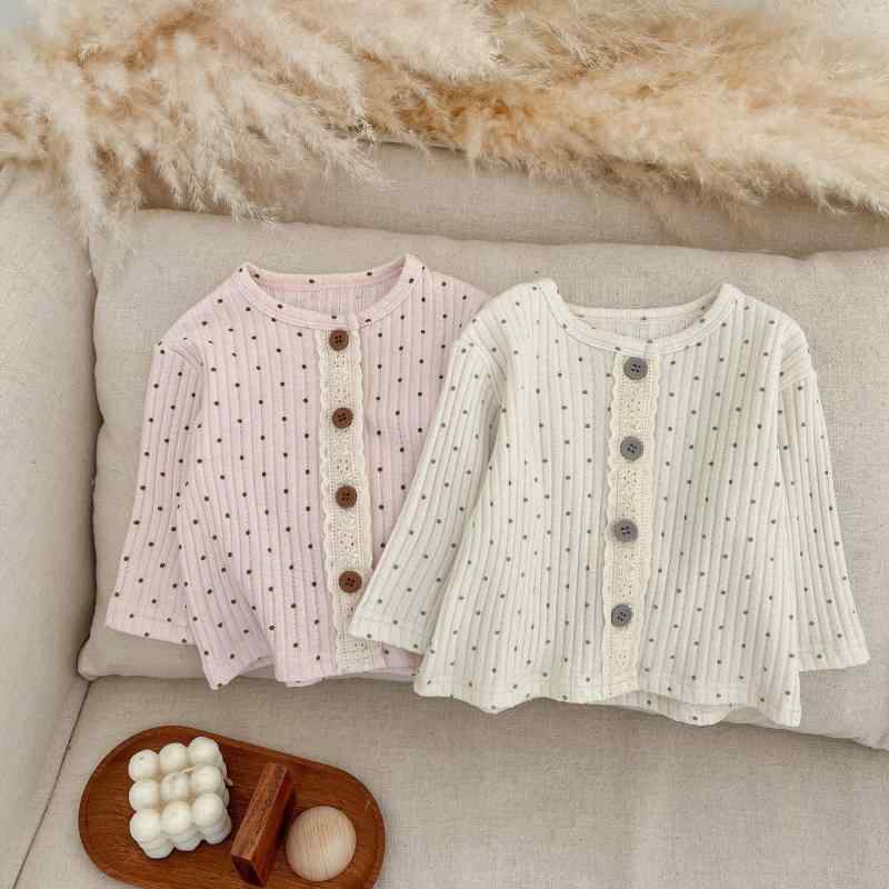 子供服 ニットカーディガン 薄手 春秋 女の子 韓国風 ドット柄 かわいい アウター 普段使い お出かけ