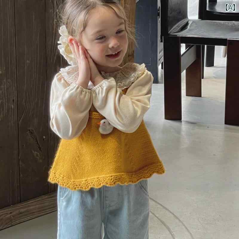 子供服 ニットベスト セットアップ 春秋 女の子 2点セット チュニック カットソー ...