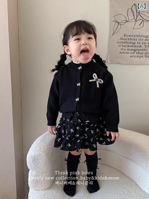 子供服 女の子 ニットカーディガン ＆ 花柄 ケーキスカート セットアップ 春秋物 ...