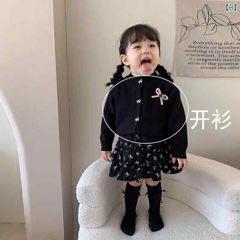 子供服 女の子 ニットカーディガン ＆ 花柄 ケーキスカート セットアップ 春秋物 ...