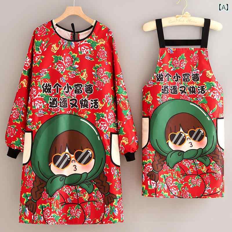 エプロン レディース 防水 長袖 料理 教室 キッチン 家事 カフェ 飲食店 業務用 防汚 撥水加工 おしゃ..