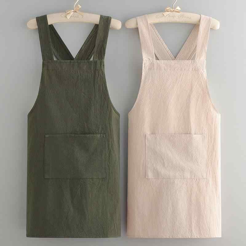 エプロン レディース メンズ 薄手 コットン シワ加工 料理用 作業用 おしゃれ かわいい カフェエプロン..