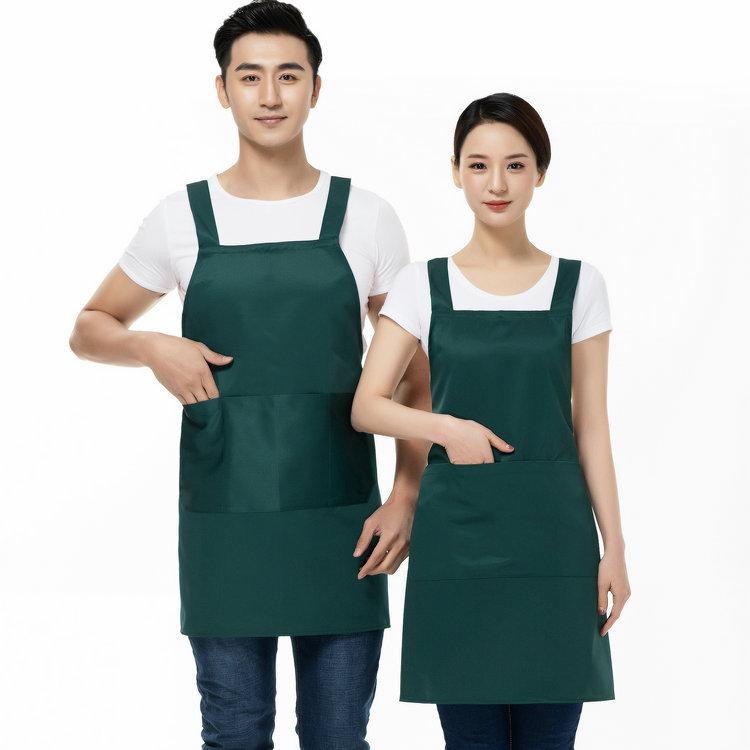 エプロン 男性用 女性用 家庭用 業務用 防水 防汚 撥水 汚れ防止 料理用 カフェ レストラン ガーデニング DIY 作業用 無地 調整可能 ポリエステル 墨緑 草緑 黒 深咖 赤