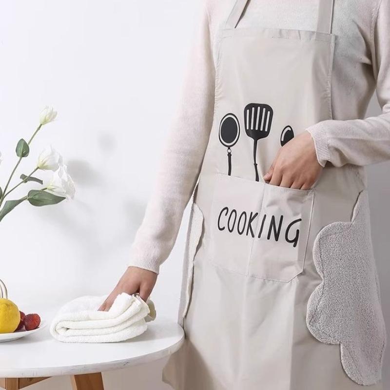 エプロン 男性用 女性用 キッチン 撥水 拭けるタオル付き カフェ DIY ガーデニング 料理教室