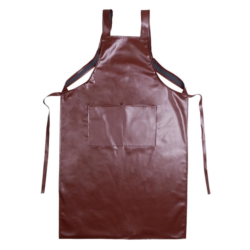エプロン レディース 防水 防油 PUレザー 飲食店 カフェ キッチン レストラン 作業用 かわいい おしゃれ 無地 ブラック 黒 ホワイト 白 ピンク ワインレッド ブラウン