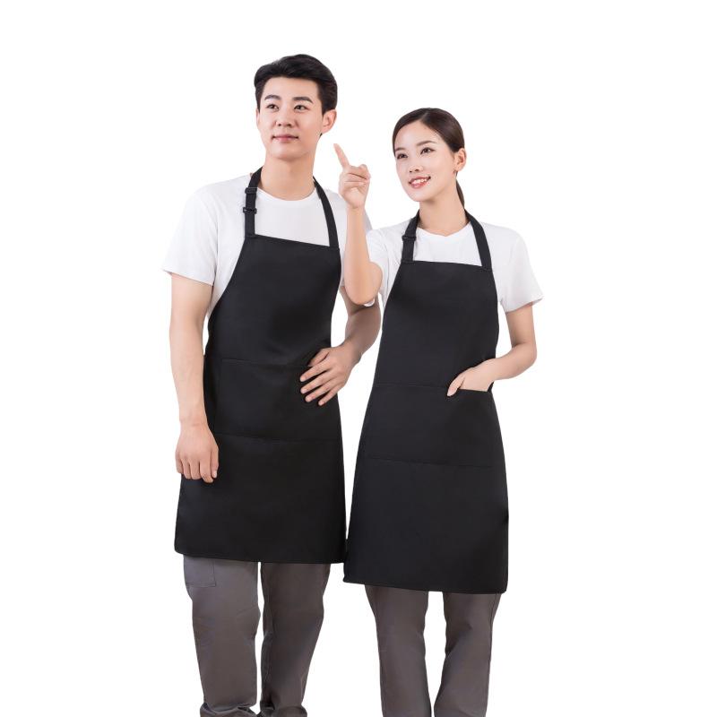 エプロン 男性用 女性用 防水 防油 無地 料理用 カフェ レストラン 作業用 家庭用 ポリエステル ブラック