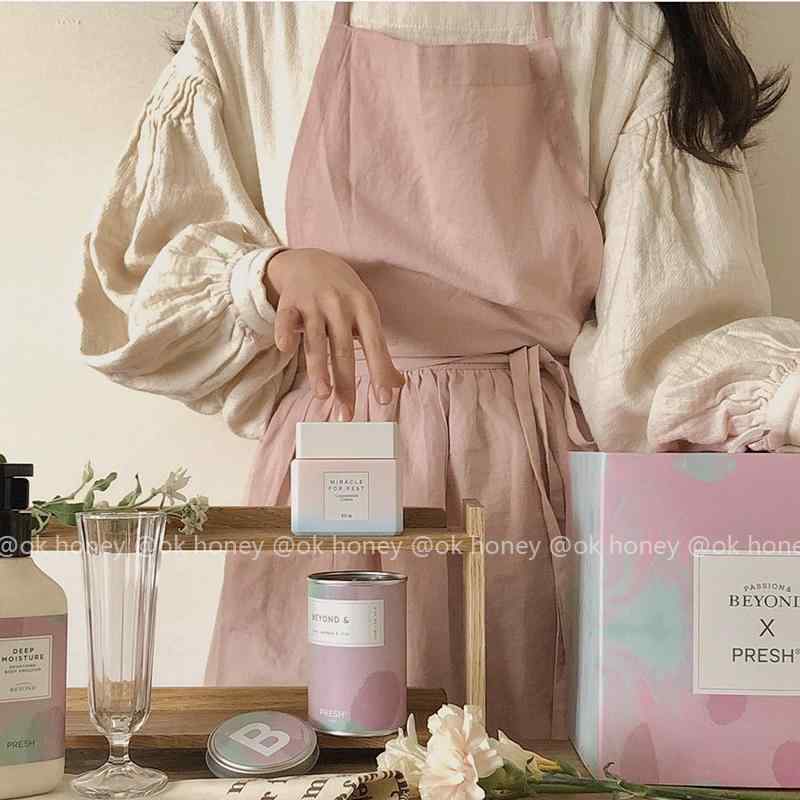 エプロン 男女兼用 韓国風 レトロ カフェ 喫茶店 料理用 汚れ防止 無袖 全綿 桃ピンク カーキ ベージュ..