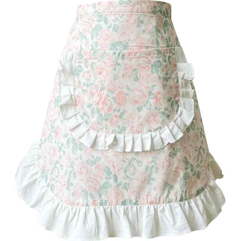 エプロン レディース かわいい コットン 花柄 日式 カフェ キッチン 家庭用 料理教室 陶芸 DIY ガーデ..