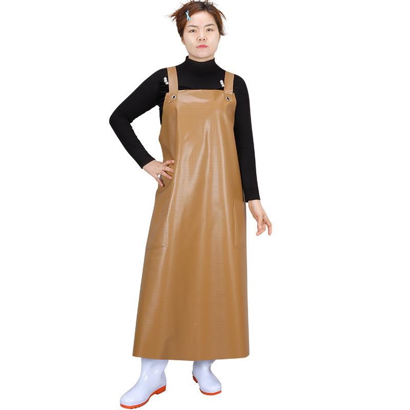 エプロン 男性用 防水 防油 PVC 格子柄 ロング丈 水産加工 魚市場 作業用 labor 汚れ防止 ワークウェア..