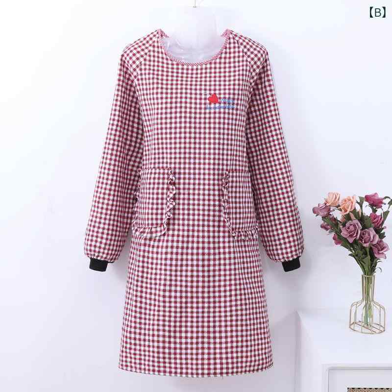 エプロン 長袖 レディース メンズ 綿 ポリエステル 料理用 家庭用 防汚 撥水 ワークエプロン 作業用 大判 おしゃれ かわいい カフェ 飲食業 プレゼント