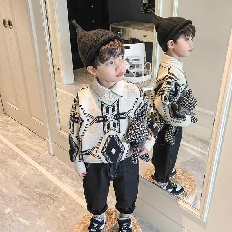 ニット キッズ 男の子 セーター 厚手 裏起毛 子供服 チェック柄 POLOネック 長袖 秋冬 暖かい おしゃれ 普段着