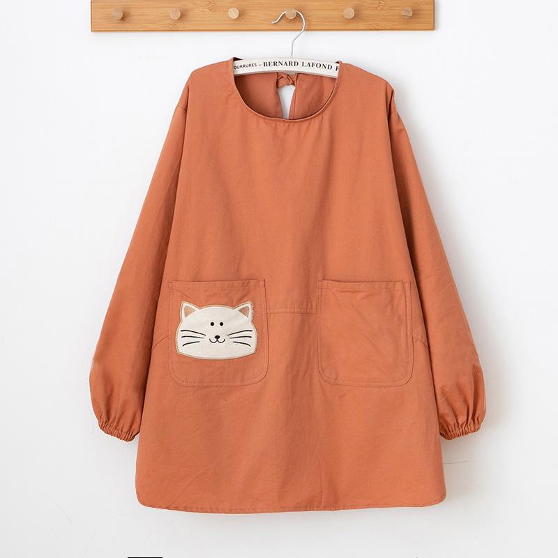 Sommelier Aprons - エプロン 子供用 長袖 純綿 男女兼用 カフェ 料理 絵画 工作 防汚 撥水 かわいい グリーン オレンジレッド