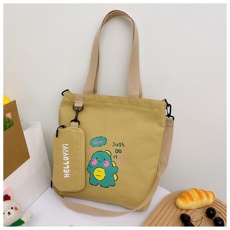 トートバッグ 子供 小学生 ショルダーバッグ 帆布 キャンバス かわいい 塾用 レッスンバッグ 恐竜 くま