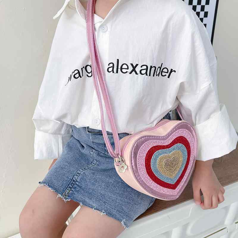 子供 ショルダーバッグ 幼稚園 ハート 斜めがけ ミニ ポシェット ガールズ 女の子 PUレザー 耐摩耗性 軽量 キッズ 幼児 園児 かわいい おしゃれ お出かけ 普段使い ピンク系
