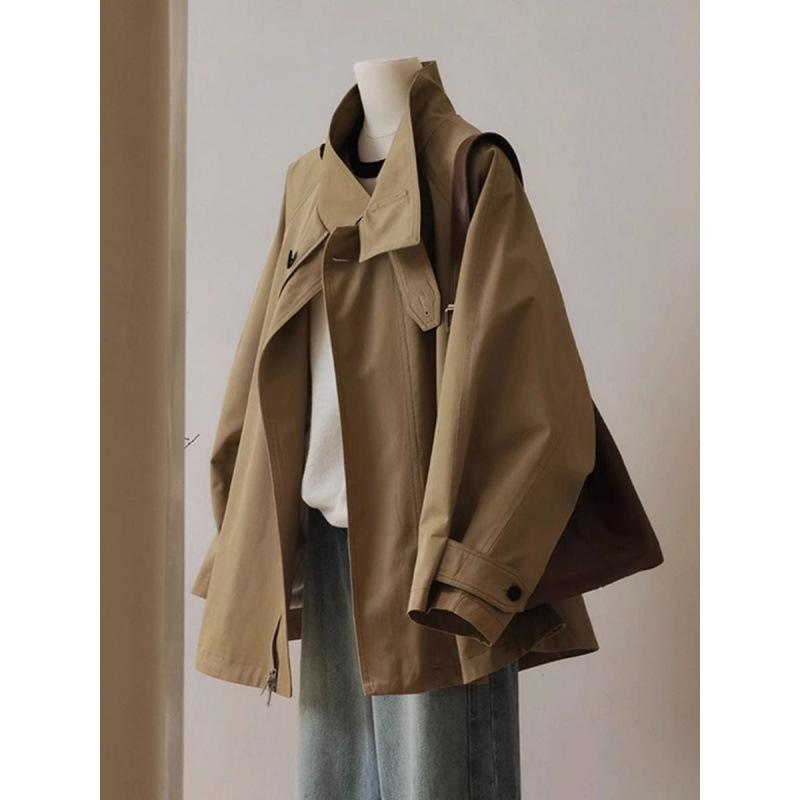 Outerwear - ジャケット レディース カーキ色 ブルゾン ジャンパー アウター ショート丈 秋冬 美品 羽織り