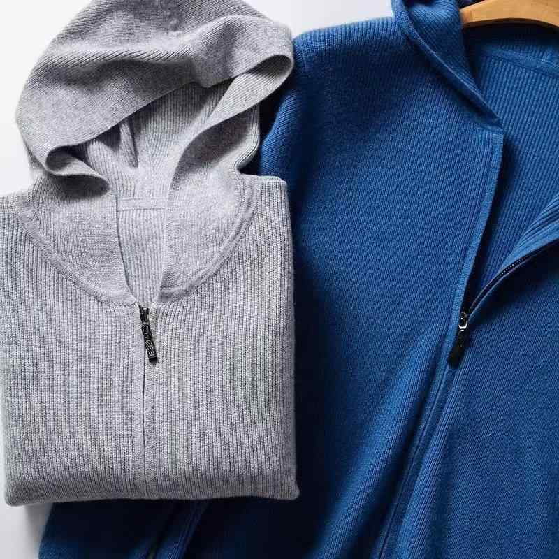 ニットカーディガン メンズ 男性用 パーカー 秋冬 高級感 ウール混紡 セーター レトロ オーバーサイズ ゆったり 羽織り ライトブルー ブラック グレー ネイビー