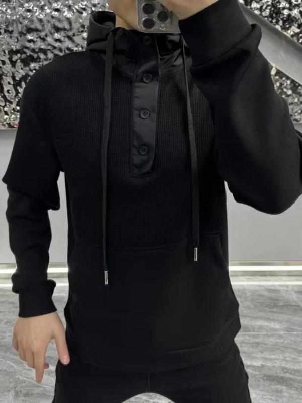 ニット メンズ 秋冬 切り替え パーカー 長袖 プルオーバー スウェット カジュアル ファッション 厚手 トップス スエット