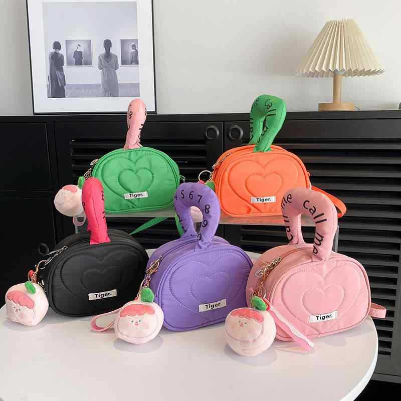 Lesson Bags - バッグ キッズ 女の子 ショルダーバッグ ハンドバッグ 幼稚園 無地 ブラック オレンジ パープル グリーン ピンク