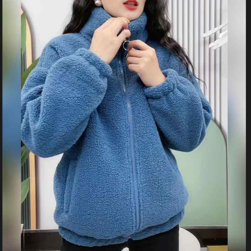 乐天商城 - アウター レディース 冬季 裏起毛 あったか コート ママ 保温 ジャンパー ゆったり スリム ポリエステル 防寒着 カーキ 豆沙色 ブルー オフホワイト