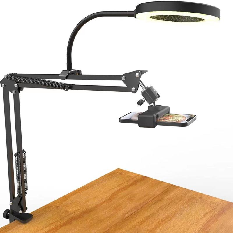 照明器具 俯瞰撮影スタンド 美顔 自撮り ライトスタンド スマホ タブレット ホルダー 合金製 角度調整 高さ調整可能 俯瞰スタンド YouTube ライブ配信 テレワーク(2.0)