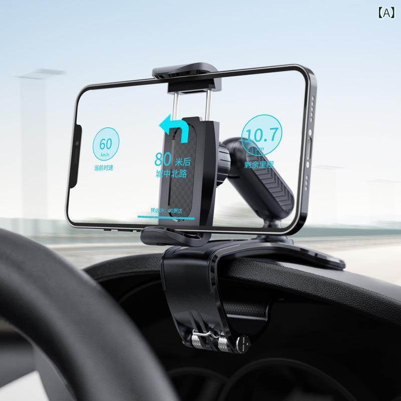 車載ホルダー スマートフォン ダッシュボード サンバイザー 車載スタンド スマホホルダー 携帯ホルダー スマートフォンホルダー 角度調整可能 ブラック 2