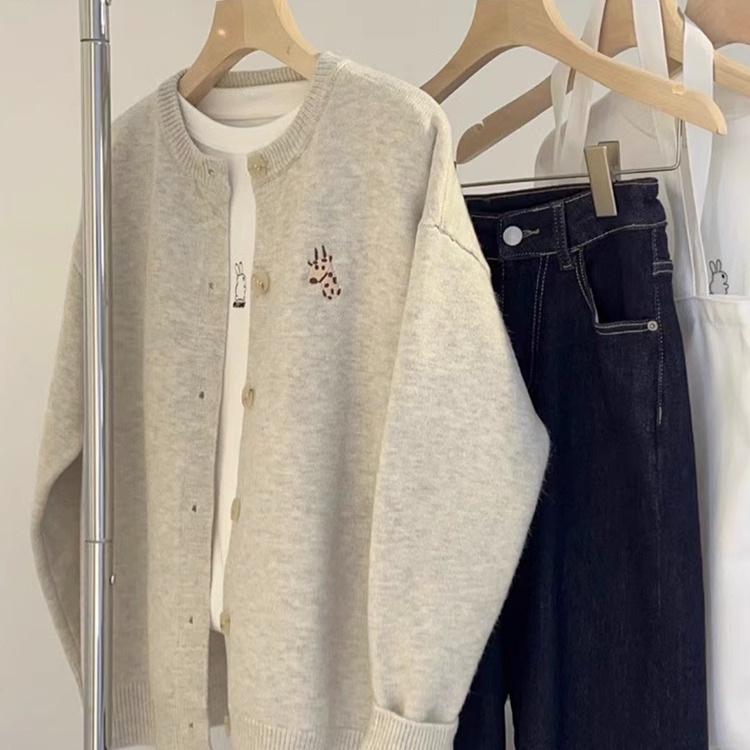 ニットカーディガン レディース 秋冬 長袖 ゆったり 暖かい ラクーン ふわふわ 厚手 ミドル丈 ニット アウター 羽織り ベージュ系