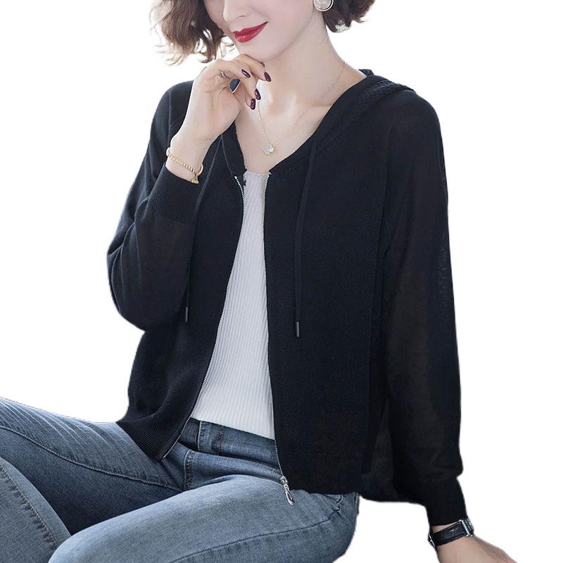 ニットカーディガン レディース 春秋 薄手 パーカー ジップアップ 桑蚕糸 シルク混紡 ゆったり 長袖 トップス 羽織り カジュアル かわいい きれいめ 白 紺 黄色 ブルー系