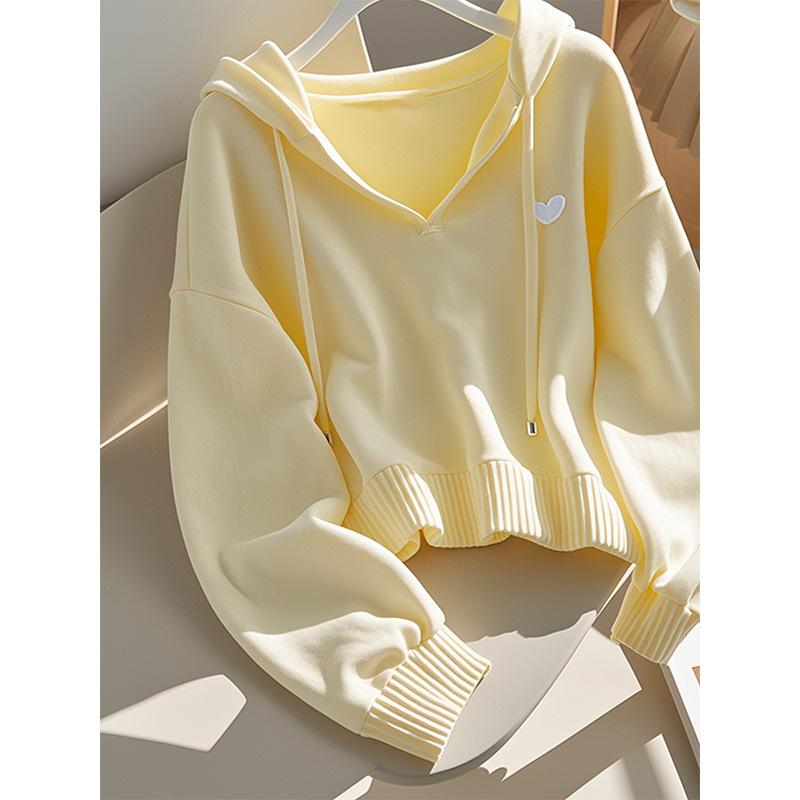 ニット レディース 秋冬 韓国風 イエロー パーカー プルオーバー トップス ゆったり 長袖 カットソー 接触冷感 部屋着 普段使い かわいい 私服名媛