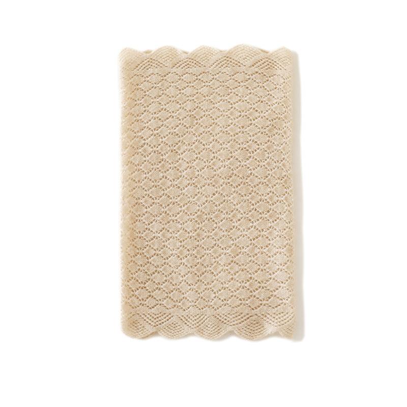 Cashmere - マフラー レディース 秋冬 女性用 カシミヤ100% 格子柄 ニット ネックウォーマー 暖かい 花柄 レース ベージュ系 パープル系
