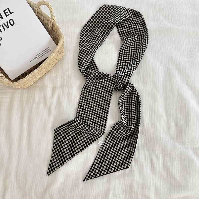 Cashmere - スカーフ レディース 春秋 細スカーフ バッグスカーフ ポリエステル 繊維 菱形 幾何学模様 首巻き ヘアバンド 春