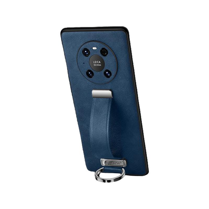 スマホケース Huawei 男性用 レザーケース 腕带 スタンド機能 指リング付き 落下防止 耐衝撃 ビジネス ファション 豪華 創造的 简约 軽奢風(2.0)