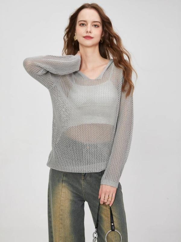 カーディガン レディース 薄手 ニット 長袖 パーカー 紫外線対策 接触冷感 欧美風 ストリート カジュアル グレー