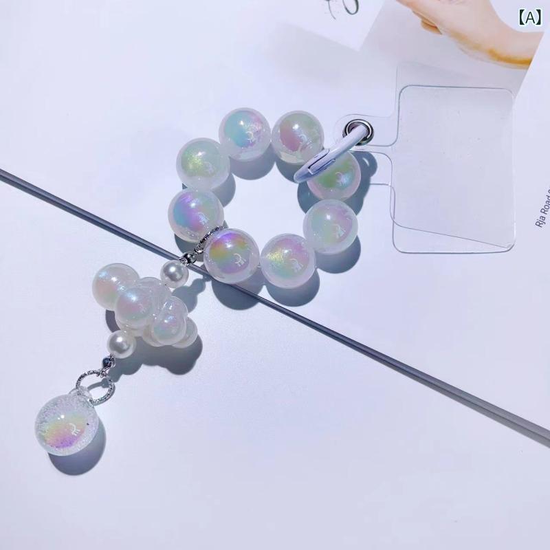 スマホストラップ スマホショルダー クラウド 手作り ビーズ アクリル スマートフォン アクセサリー ペンダント キーホルダー かわいい ゆめかわ 韓国風 ファッション雑貨