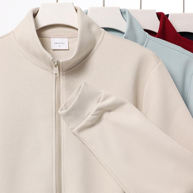 スウェット メンズ 立襟 カーディガン 秋冬 無地 ニット コットン混紡 長袖 トップス ポケット付き ルーズ カジュアル 男性用 レトロ ..