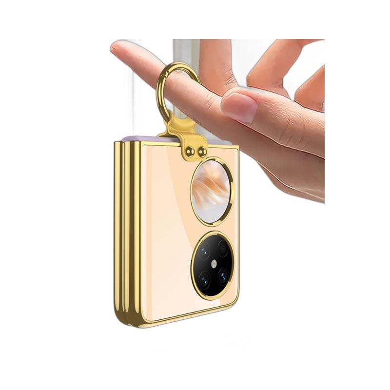 スマホケース Huawei Pocket2 携帯ケース カバー 衝撃吸収 電気メッキ加工 ガラス 抹茶 緑 深邃 黒 エメラルド 祖母緑 祖母 胭脂 ピンク 薫衣 ラベンダー 紫 酒 赤 指リング スタンド