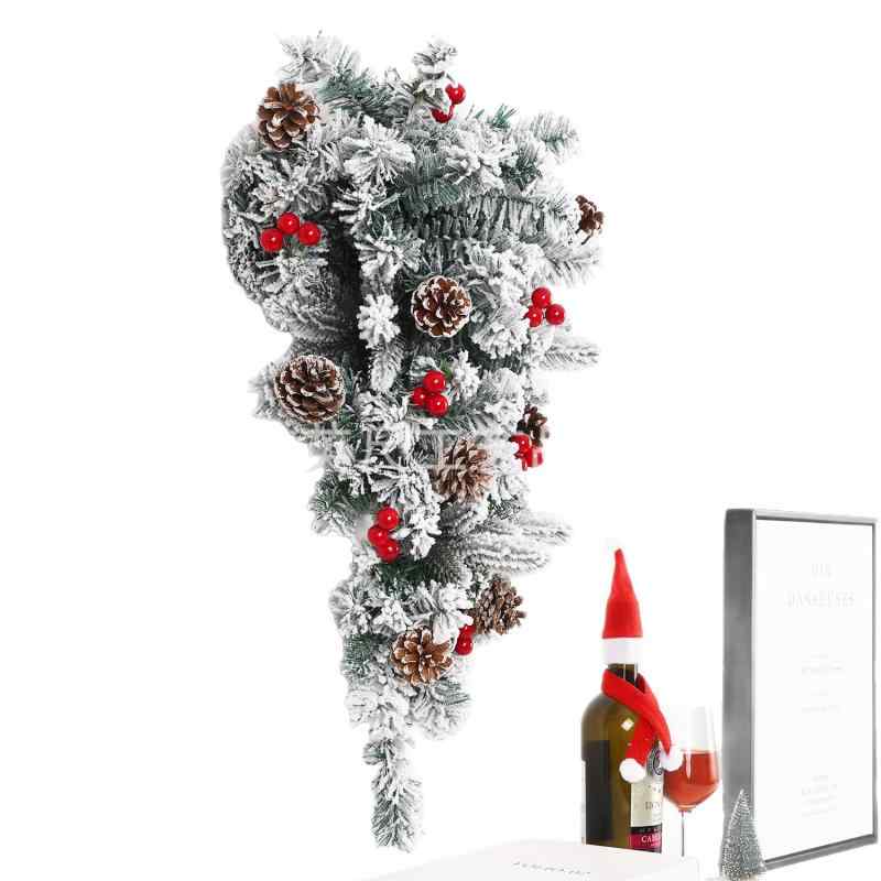 クリスマスツリー 60cm 倒木風 松ぼっくり 赤い実 PVC 雪景色 モダン シンプル
