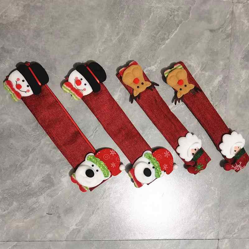 クリスマス 飾り 立体 人形 冷蔵庫 ドアノブ カバー 4個セット 布製 多機能 かわいい