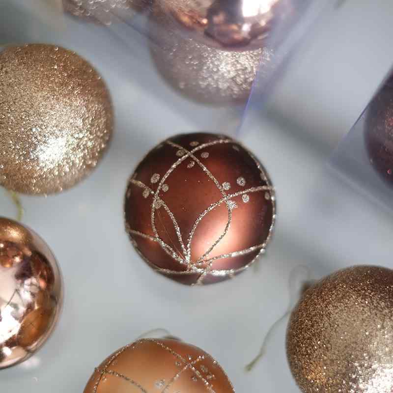 クリスマス 飾り オーナメント ボール シャイニー ブラウン ローズゴールド クリスマスツリー デコレー..