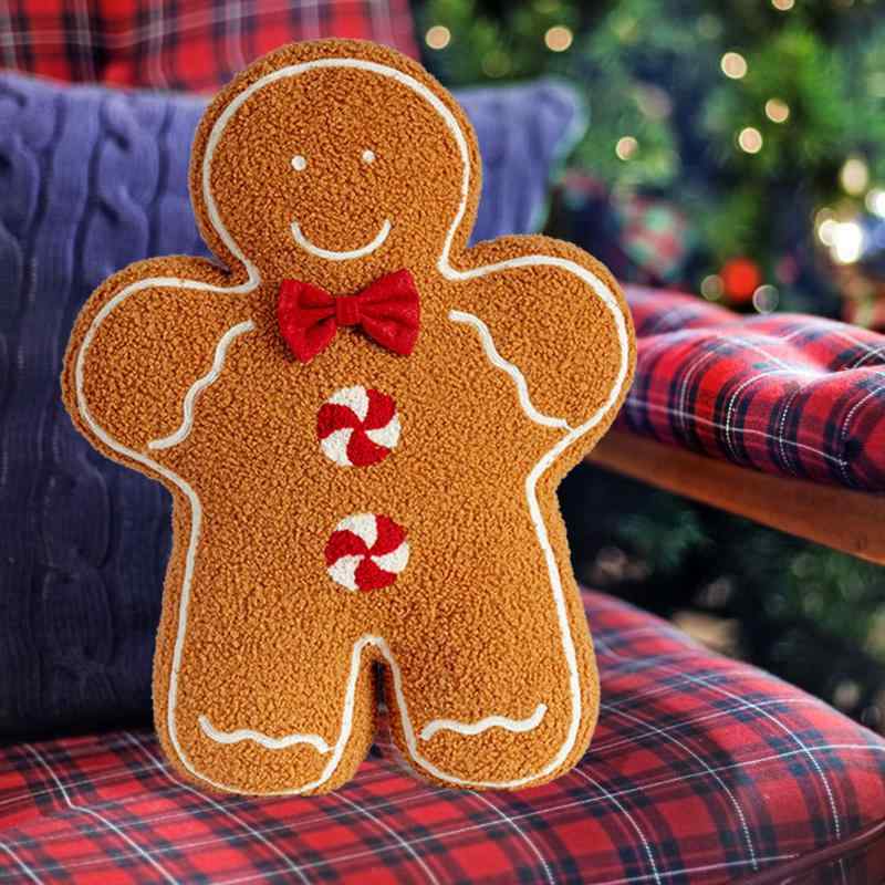 ぬいぐるみ ジンジャーブレッドマン クッション ホームデコレーション 昼寝枕 ビスケット人形 布製おも..