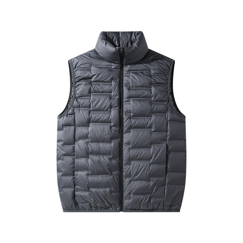 ダウンベスト 男性用 グラフェン ノースリーブ ジャケット ライトダウン ショート丈 ダウンフェザー ポリエステル 防寒 普段使い アウトドア ブラック グレー 霧 ब्लू