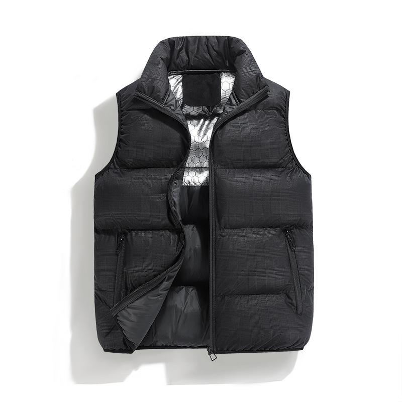 Vests - メンズ ダウンベスト グラフェン 聚熱 保温 防水 防風 スリムフィット スポーティ 普段使い アウトドア 灰色 黒 カーキ