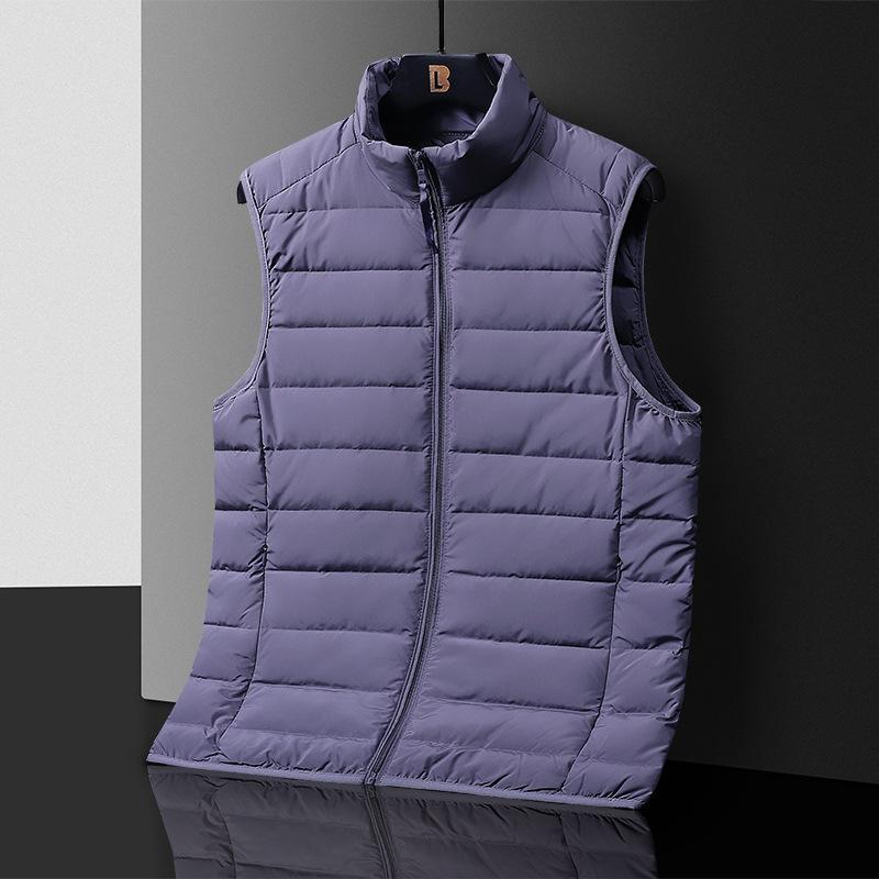 ダウンベスト 男性用 ライトダウン 秋冬 アウター 白ダックダウン シームレス チョッキ 大码 防寒 軽量 聚酯纤维 灰色 ブラック ワインレッド 藏青