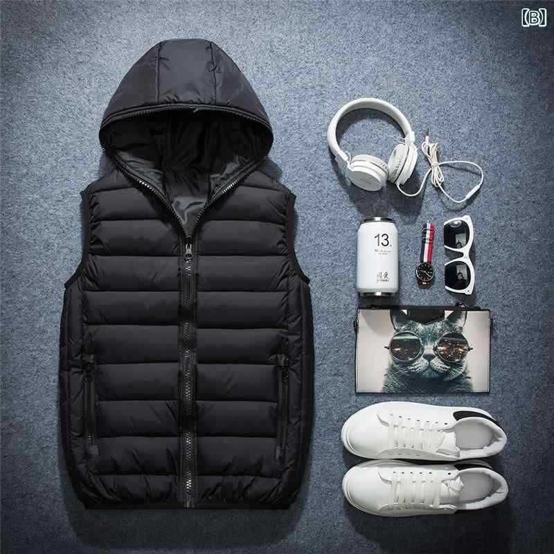 ベスト 男性用 冬物 アウター ダウンコットン 中綿入り チョッキ カジュアル ゆったりサイズ 黒 赤 青 ブラック カーキ