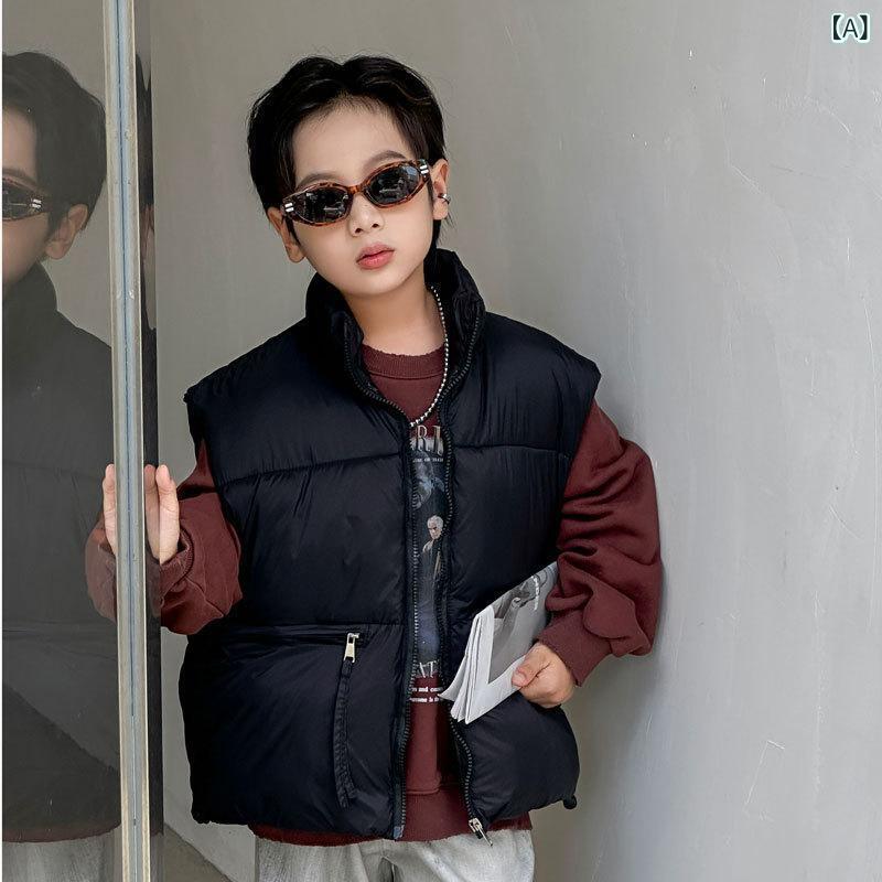 子供服 ベスト 秋冬 中綿入りベスト キッズ 男の子 女の子 スタンドカラー チョッ...